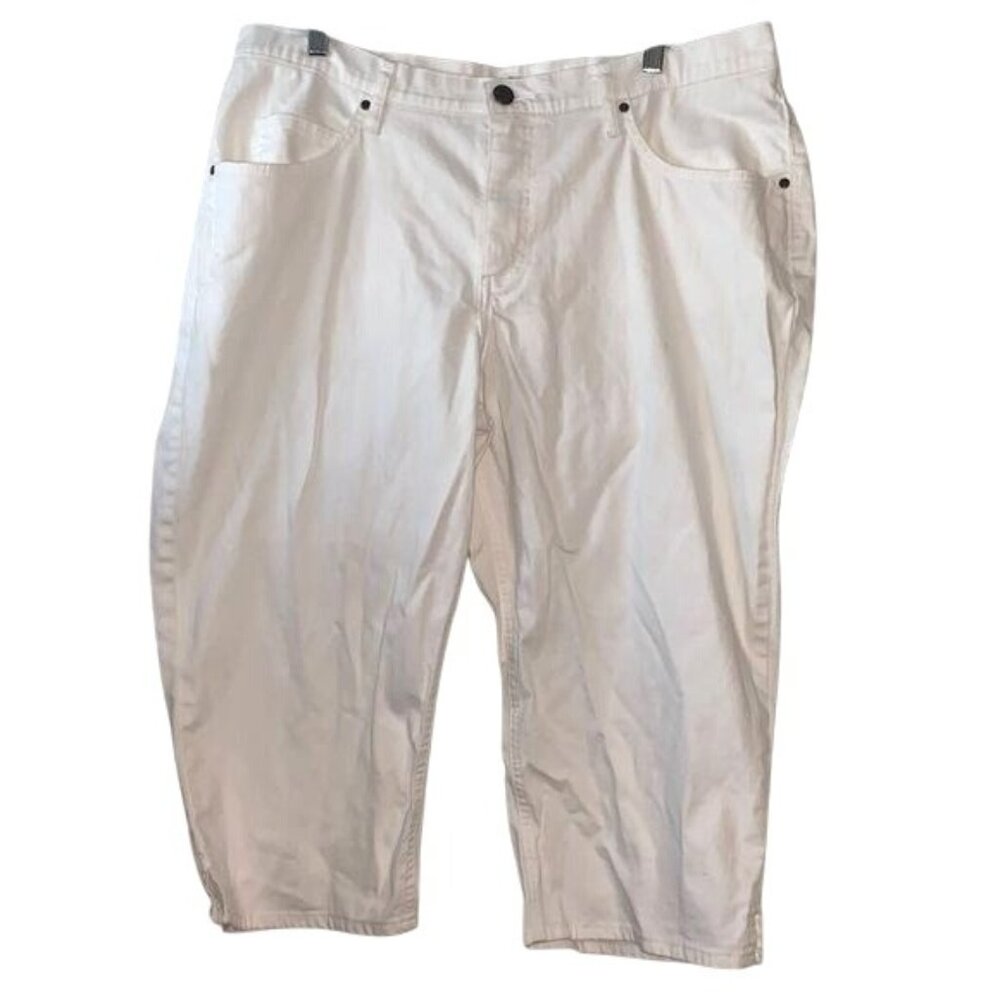 Riders By Lee Womens White Capri Pants Size 18 Cotton Blend Casual Wear